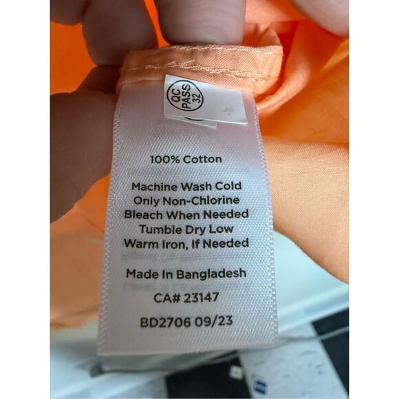 Talbots Cotton Poplin Button up Oxford Shirt in Peach 2X NWT - Picture 3 of 4